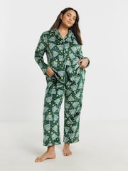 Simply Be Green Pretty Secrets Fleece Button Through Pyjamas Set - Image 4 of 4