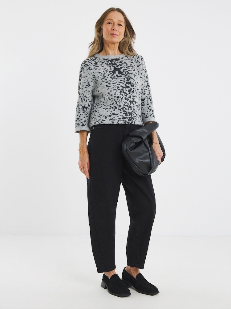 JD Williams Grey Animal Print Short Sleeve Knitted Jumper - Image 4 of 4