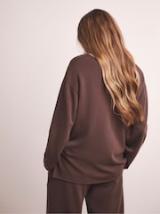 JD Williams Brown Anthology Premium V-Neck Seam Detail Modal Sweatshirt - Image 2 of 6