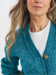 JD Williams Blue V-Neck Button Through Knitted Cardigan With Seam Detail - Image 3 of 4