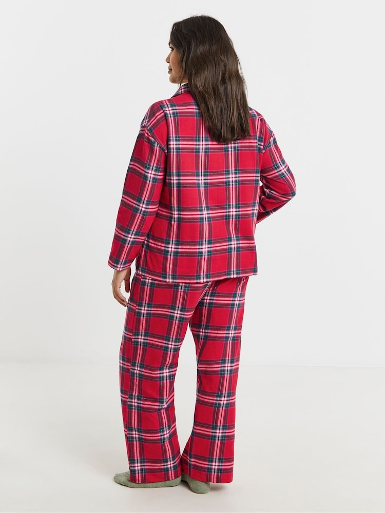 Simply Be Red Pretty Secrets Check Button Through Pyjamas Set - Image 2 of 4 Simply Be Red Pretty Secrets Check Button Through Pyjamas Set - Image 2 of 4