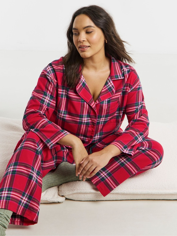 Simply Be Red Pretty Secrets Check Button Through Pyjamas Set - Image 4 of 4 Simply Be Red Pretty Secrets Check Button Through Pyjamas Set - Image 4 of 4