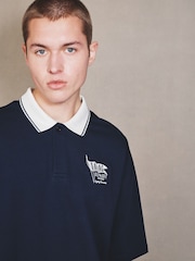 כחול כהה - חולצת פולו עם צווארון בצבע מנוגד, סדרת EDIT - תמונה 1 מתוך 8