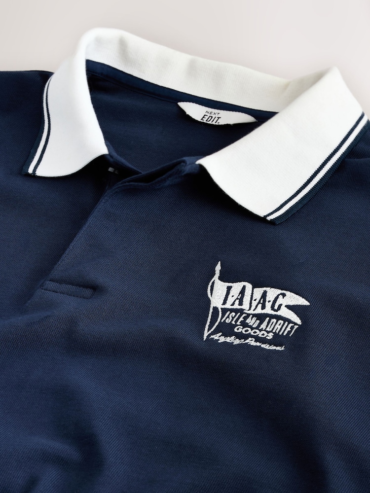 כחול כהה - חולצת פולו עם צווארון בצבע מנוגד, סדרת EDIT - תמונה 8 מתוך 8