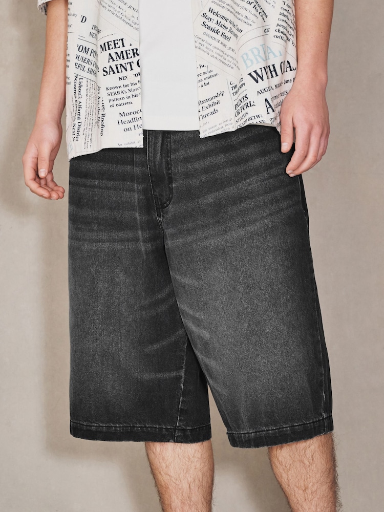 Black Denim Jumbo Jorts - Image 1 of 11