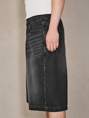 Black Denim Jumbo Jorts - Image 3 of 11