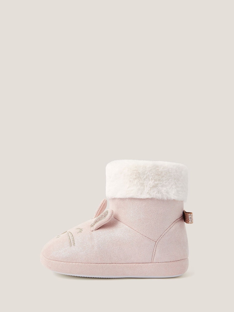 Monsoon Pink Shimmer Bunny Slipper Boots - Image 1 of 3