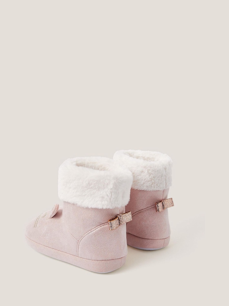 Monsoon Pink Shimmer Bunny Slipper Boots - Image 2 of 3 Monsoon Pink Shimmer Bunny Slipper Boots - Image 2 of 3