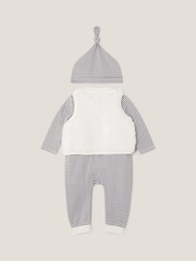 Monsoon White Newborn Polar Bear Gilet & Sleepsuit Set - Image 2 of 3