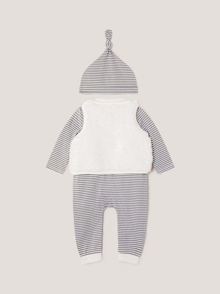 Monsoon White Newborn Polar Bear Gilet & Sleepsuit Set - Image 2 of 3