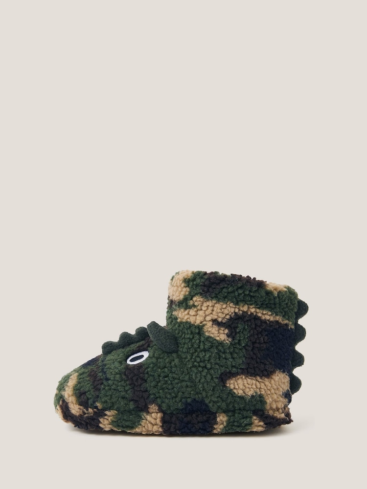 Monsoon Green Dinosaur Camo Slipper Boots - Image 1 of 3