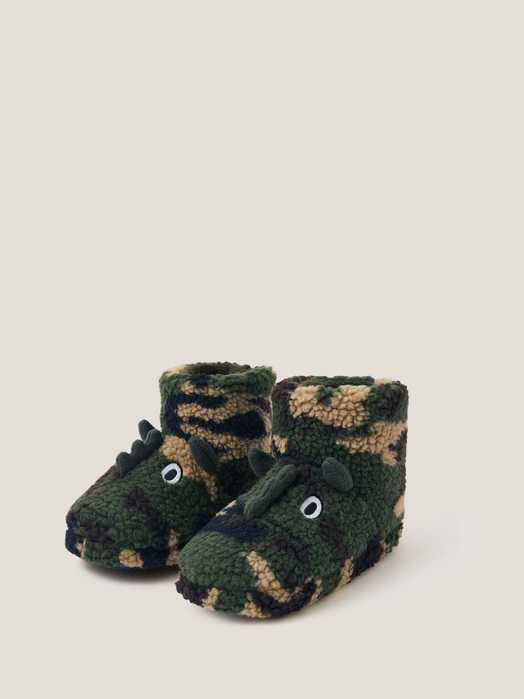 Monsoon Green Dinosaur Camo Slipper Boots - Image 2 of 3