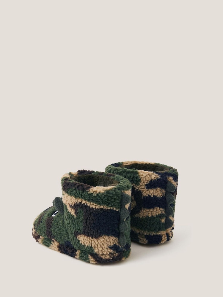 Monsoon Green Dinosaur Camo Slipper Boots - Image 3 of 3