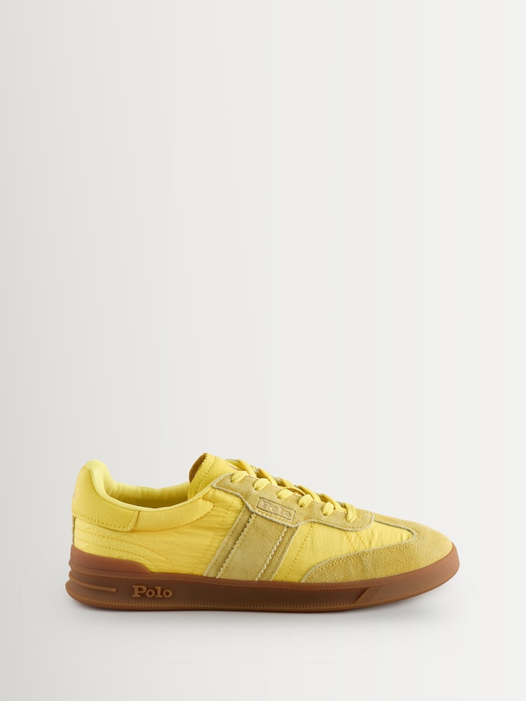 Polo Ralph Lauren Yellow Suede Nylon Material Mix Aera Trainers - Image 1 of 1