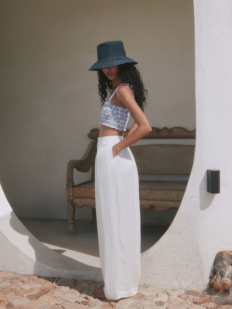 Navy Blue Straw Bucket Hat - Image 2 of 6