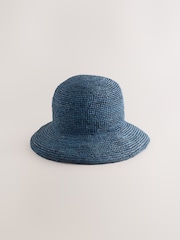 Navy Blue Straw Bucket Hat - Image 4 of 6
