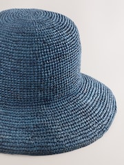 Navy Blue Straw Bucket Hat - Image 6 of 6