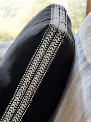 Black/White 50 x 50cm Plait Boxy Edge Cotton Velvet Cushion - Image 2 of 4
