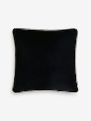 Black/White 50 x 50cm Plait Boxy Edge Cotton Velvet Cushion - Image 3 of 4