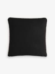 Black/White 50 x 50cm Plait Boxy Edge Cotton Velvet Cushion - Image 4 of 4