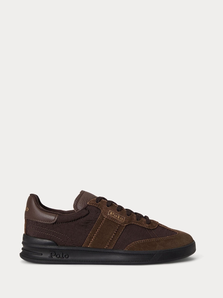 Polo Ralph Lauren Brown Suede Nylon Material Mix Aera Trainers - Image 1 of 4 Polo Ralph Lauren Brown Suede Nylon Material Mix Aera Trainers - Image 1 of 4