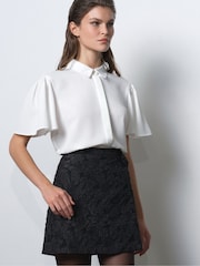 French Connection Black Sharon Jacquard Mini Skirt - Image 5 of 6