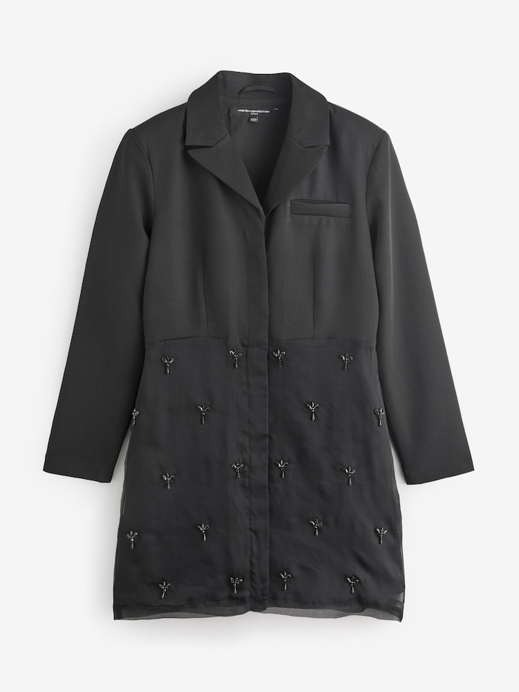 French Connection Black Darcy Embellished Tailored Dress - Image 7 of 7 French Connection Black Darcy Embellished Tailored Dress - Image 7 of 7