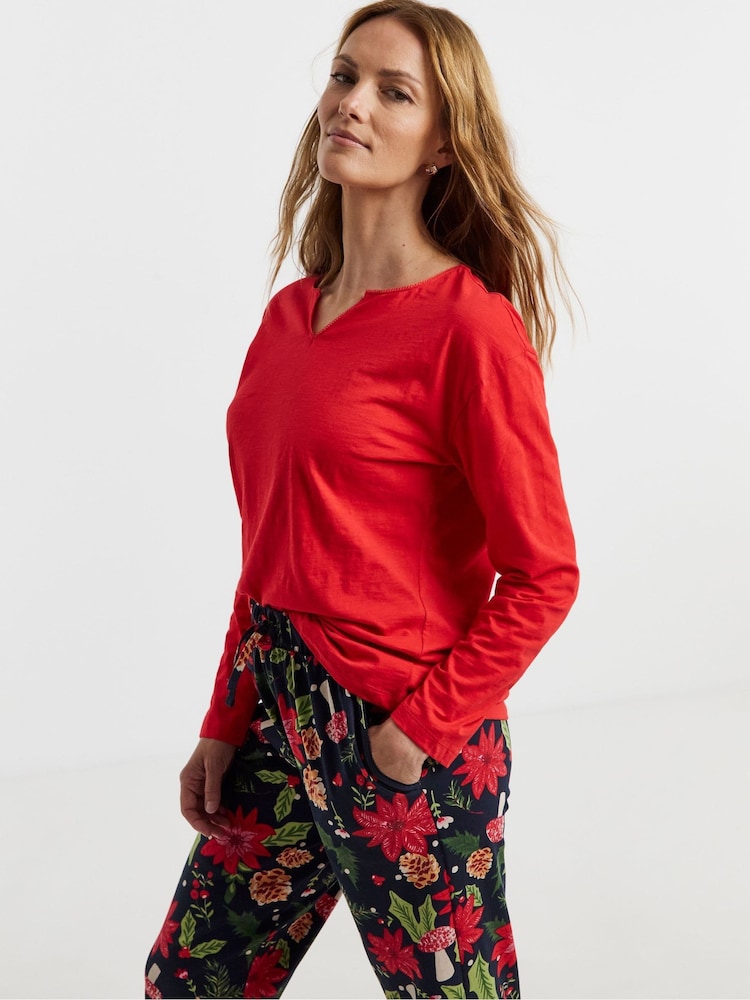JD Williams Red Winter Print 2 Pack Cotton Pyjama Set - Image 2 of 5 JD Williams Red Winter Print 2 Pack Cotton Pyjama Set - Image 2 of 5