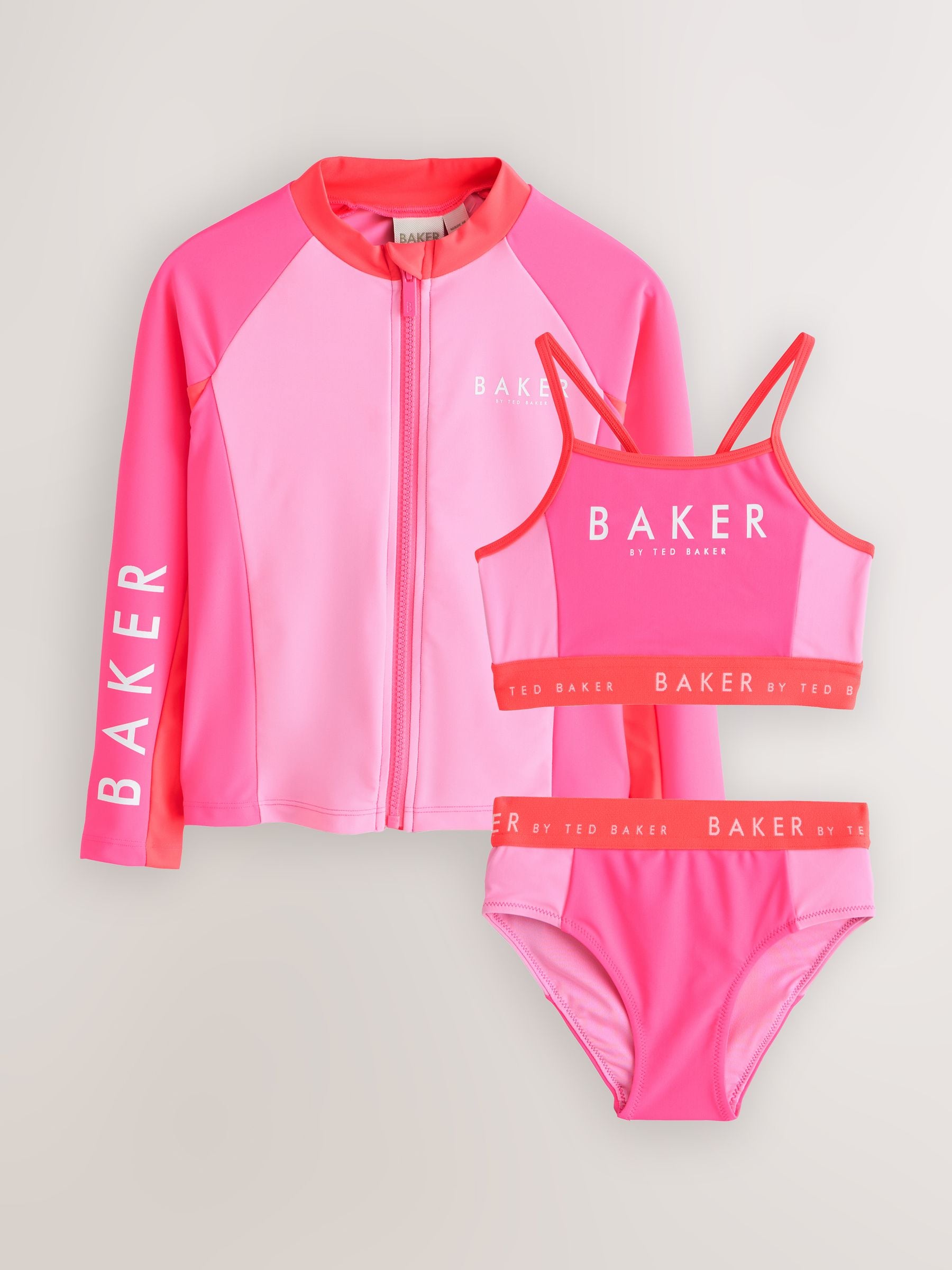 Next：日本 Baker by Ted Baker ピンク カラーブロック ラッシュガード