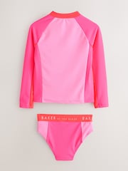 Baker by Ted Baker Pink Colour Block Rach 3 Piece Vest and Bikini Set - Image 2 of 7