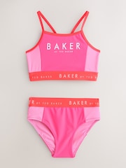 Baker by Ted Baker Pink Colour Block Rach 3 Piece Vest and Bikini Set - Image 3 of 7
