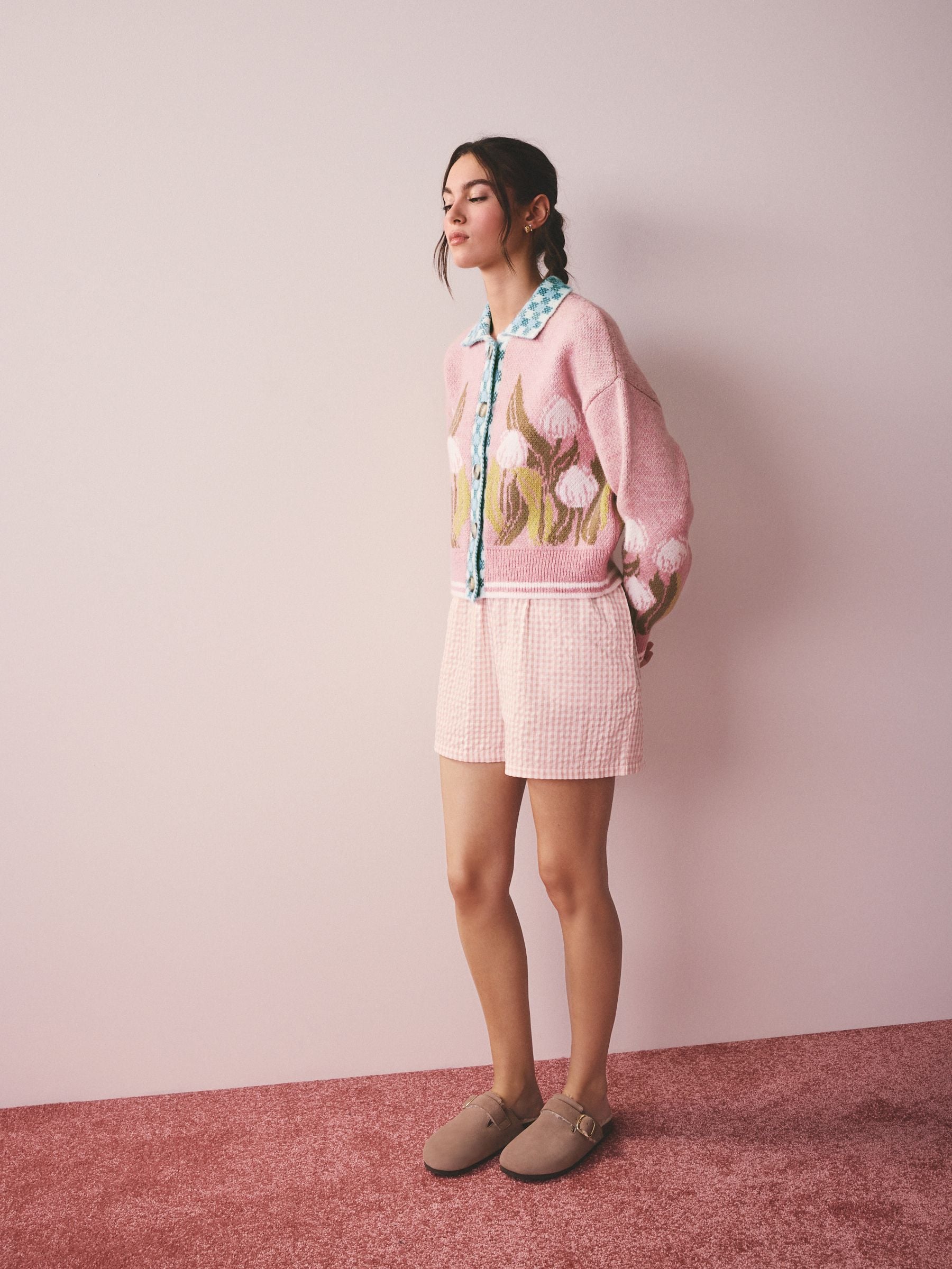 Buy Pink Tulip Long Sleeve Collar Cardigan from Next USA