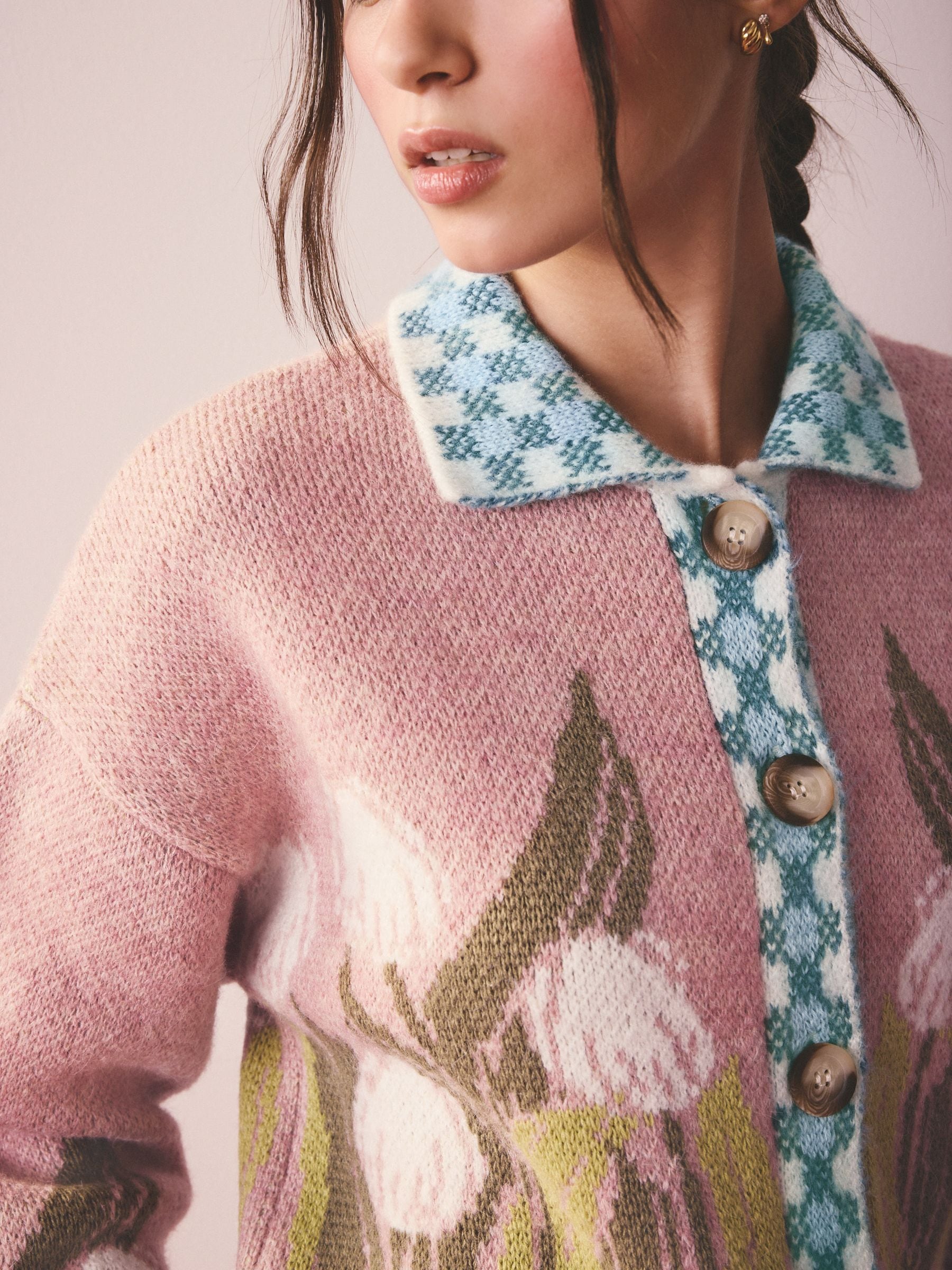 Buy Pink Tulip Long Sleeve Collar Cardigan from Next USA