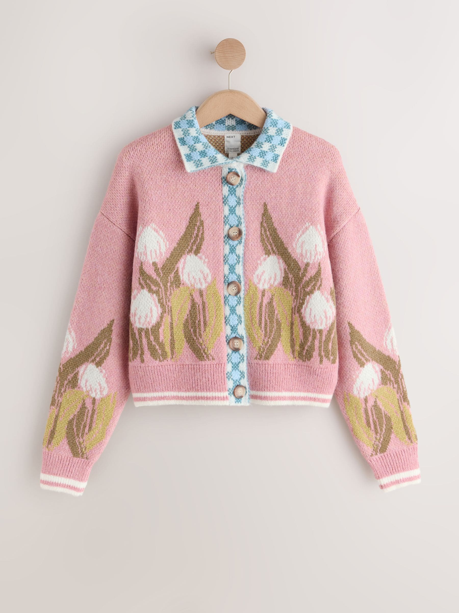 Buy Pink Tulip Long Sleeve Collar Cardigan from Next USA