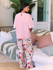 B by Ted Baker Pink Floral Cotton Viscose T-Shirt & Pyjamas Set - صورة 3 من 5