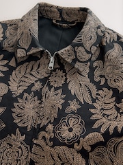 Black Floral Patterned Zip Through Jacket - Image 10 of 11