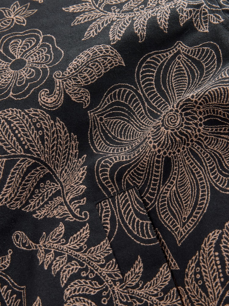 Black Floral Patterned Zip Through Jacket - Image 11 of 11