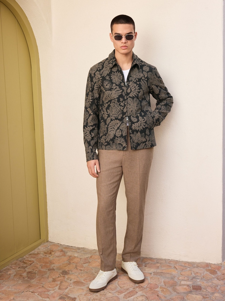 Black Floral Patterned Zip Through Jacket - Image 2 of 11