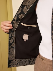 Black Floral Patterned Zip Through Jacket - Image 6 of 11