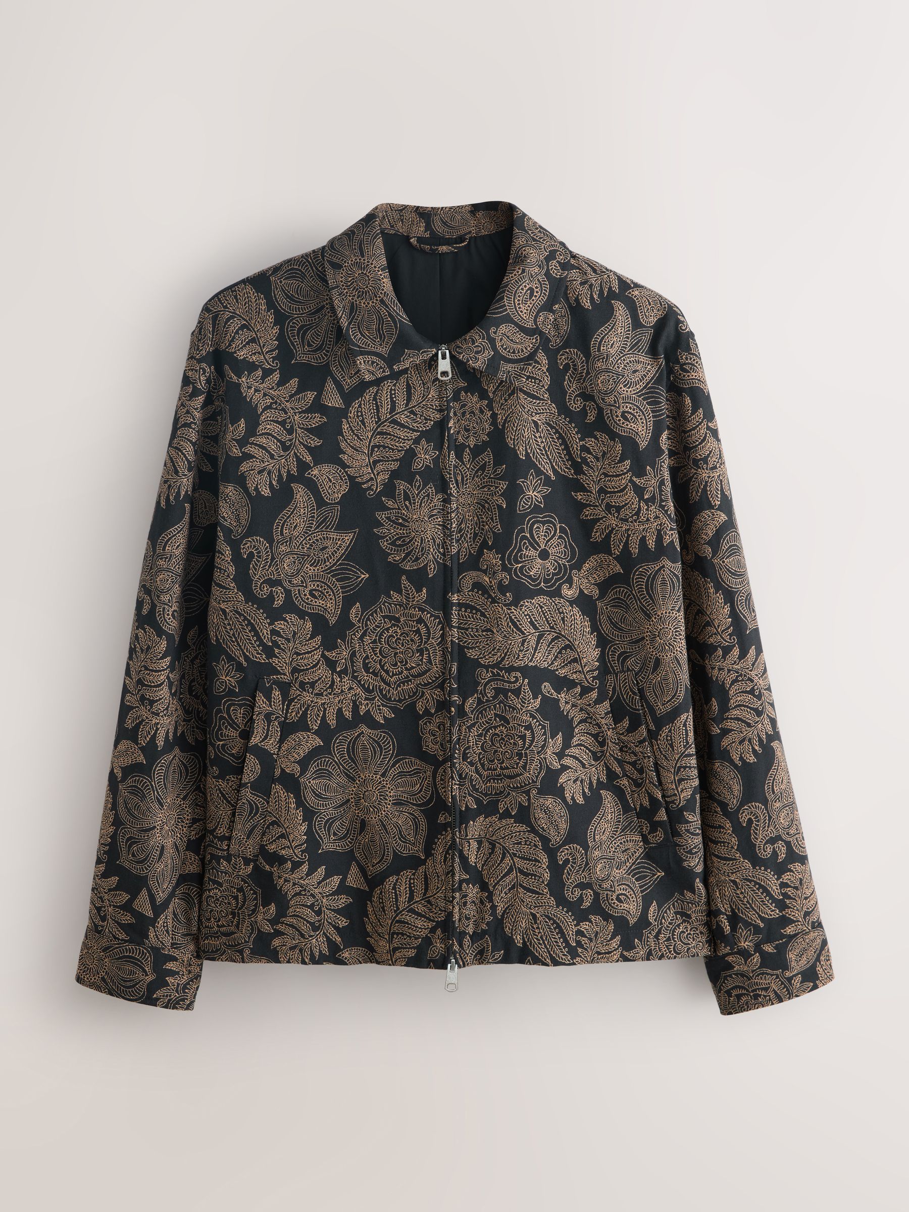 Buy Black Floral Patterned Zip Through Jacket from the Next UK