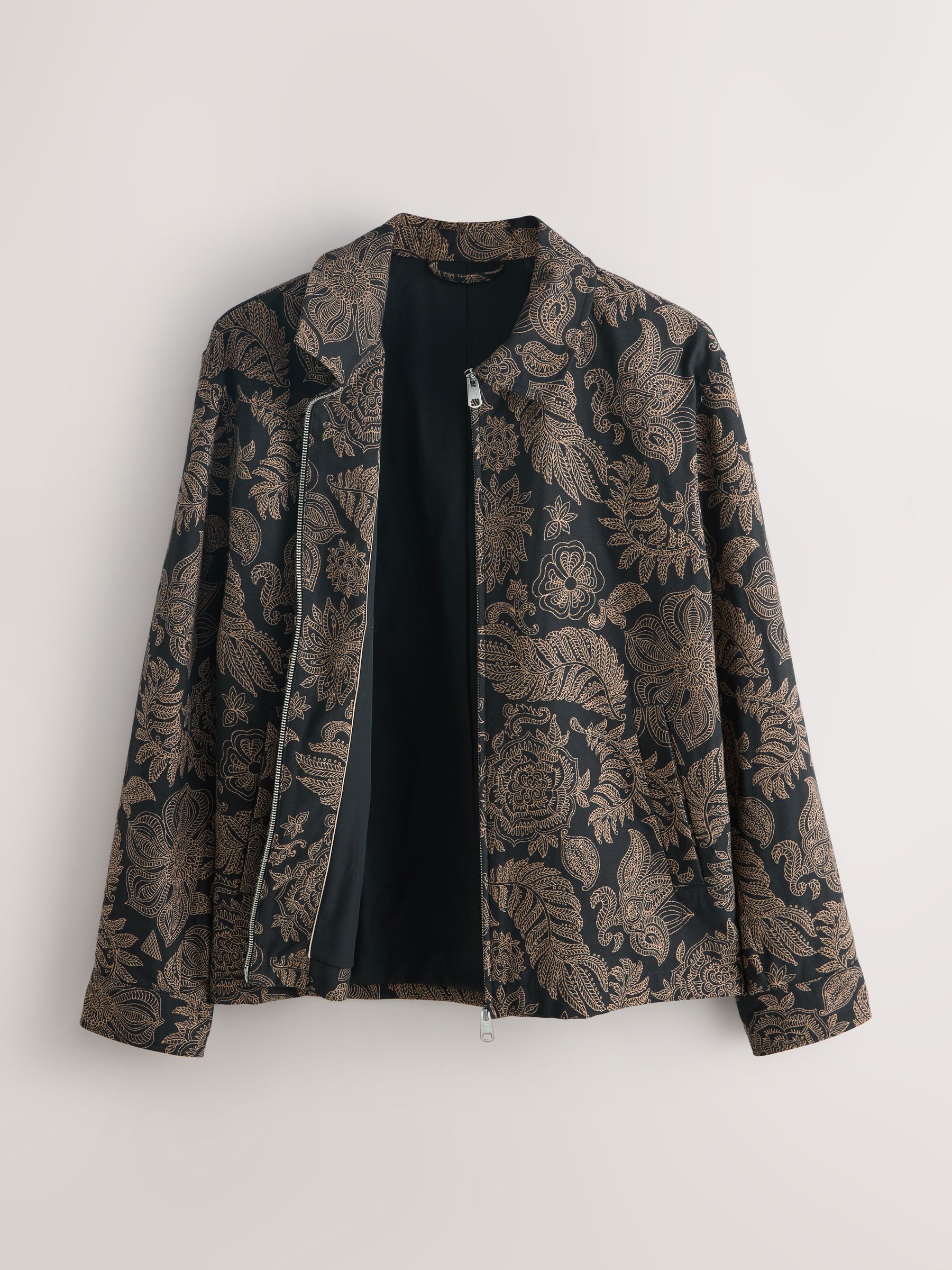 Buy Black Floral Patterned Zip Through Jacket from the Next UK