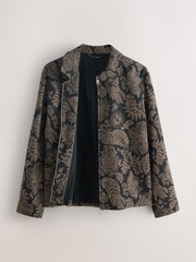 Black Floral Patterned Zip Through Jacket - Image 9 of 11