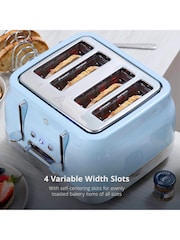 Swan Blue 1860W Retro 4 Slice Toaster - Image 3 of 8