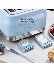 Swan Blue 1860W Retro 4 Slice Toaster - Image 5 of 8