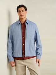 Blue Smart Zip Through Jacket with Linen - Image 1 of 10