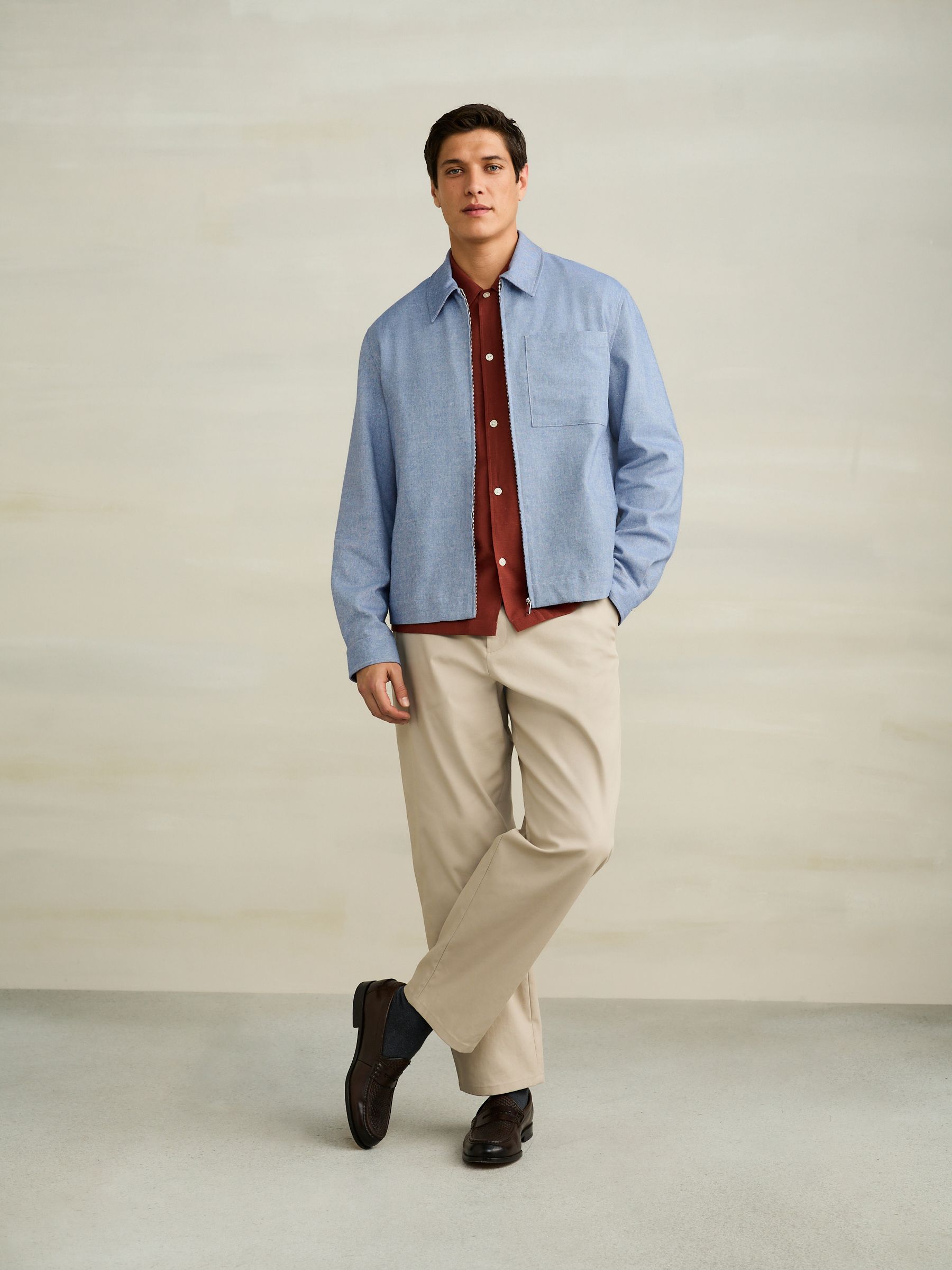 Buy Blue Smart Zip Through Jacket with Linen from Next USA