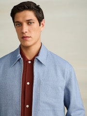 Blue Smart Zip Through Jacket with Linen - Image 4 of 10