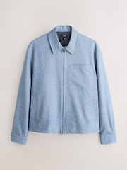 Blue Smart Zip Through Jacket with Linen - Image 6 of 10