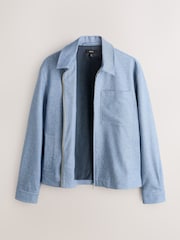 Blue Smart Zip Through Jacket with Linen - Image 7 of 10