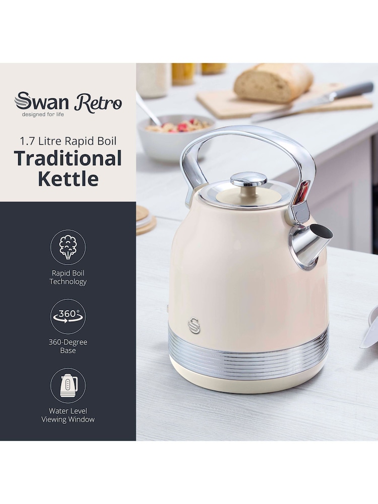 Swan Cream Retro Traditional Kettle - Image 2 of 8 Swan Cream Retro Traditional Kettle - Image 2 of 8
